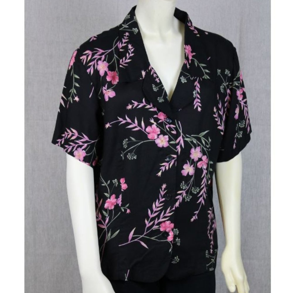 Black floral button up shirt